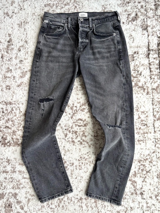 Citizens Of Humanity Denim - Citizens Of Humanity Emerson Boyfriend Black Washed Distressed Denim Jeans